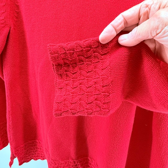 Coldwater Creek Red Cowl Neck Sweater Button Detail Textured Trim Womens Large - Picture 3 of 13